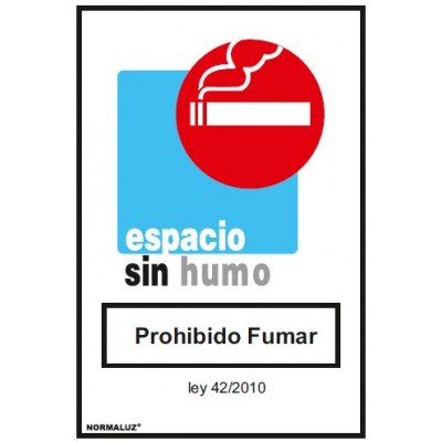 Cartel colgador Prohibido fumar, Espacio sin humo 21x29 cm A4